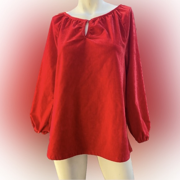 Ladies soft red velvet boho peasant long sleeve blouse Luxurious material - Picture 4 of 5